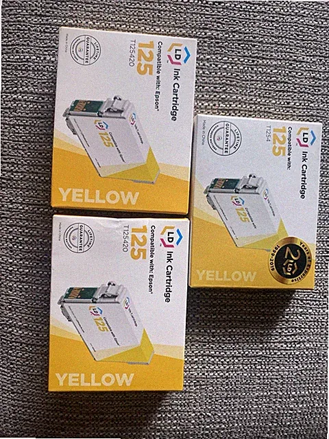 Five (5) LD Ink Cartridges 125 - 3 Yellow And 2 Magenta