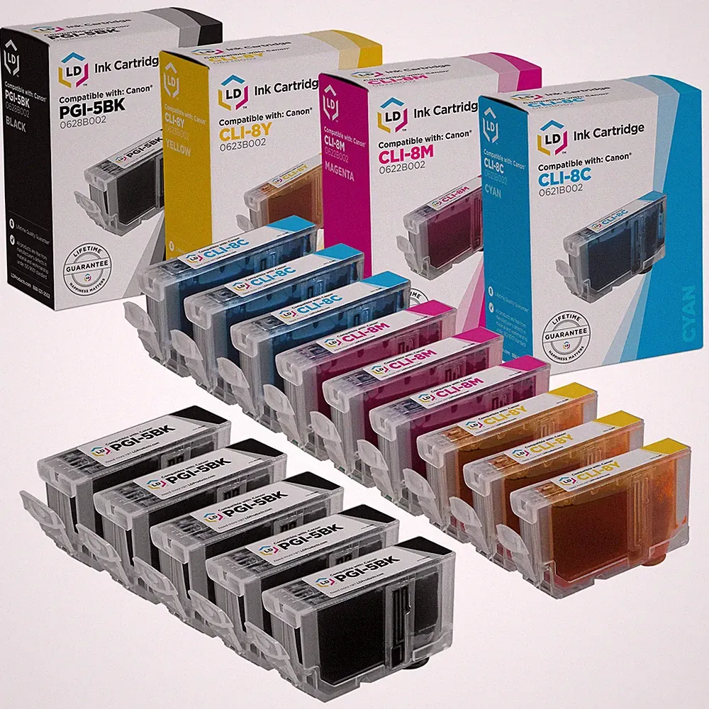 LD 14 Pack PGI5CLI8 Black & Color Ink Cartridge Set for Canon Printer