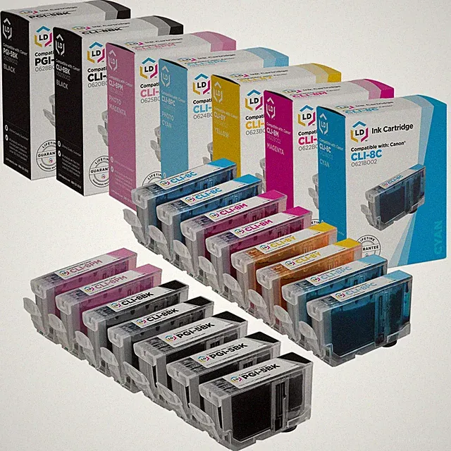 LD 15 Pack PGI5 CLI8 Black & Color Ink Cartridge Set for Canon Printer
