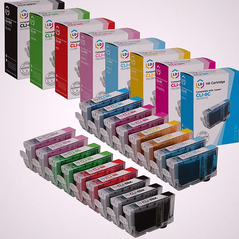 LD 17 Pack CLI8 Black & Color Ink Cartridge Set for Canon Printer