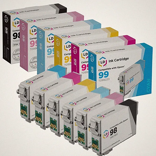 LD 6 Set Replacement Ink for Epson 98/99 T0981 T0992 T0993 T0994 T0995 T0996