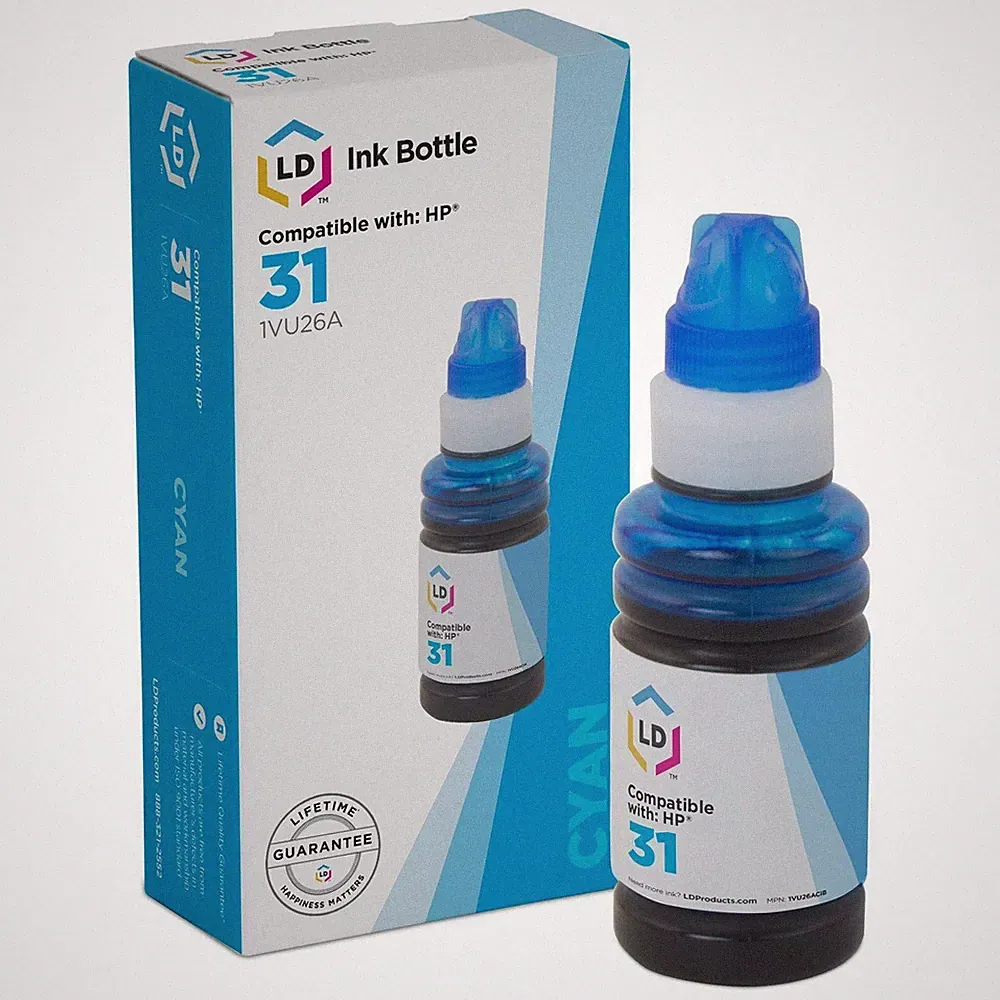 LD Compatible HP 31 / 1VU26AN Cyan Ink Bottle for Smart Tank Plus 551, 651