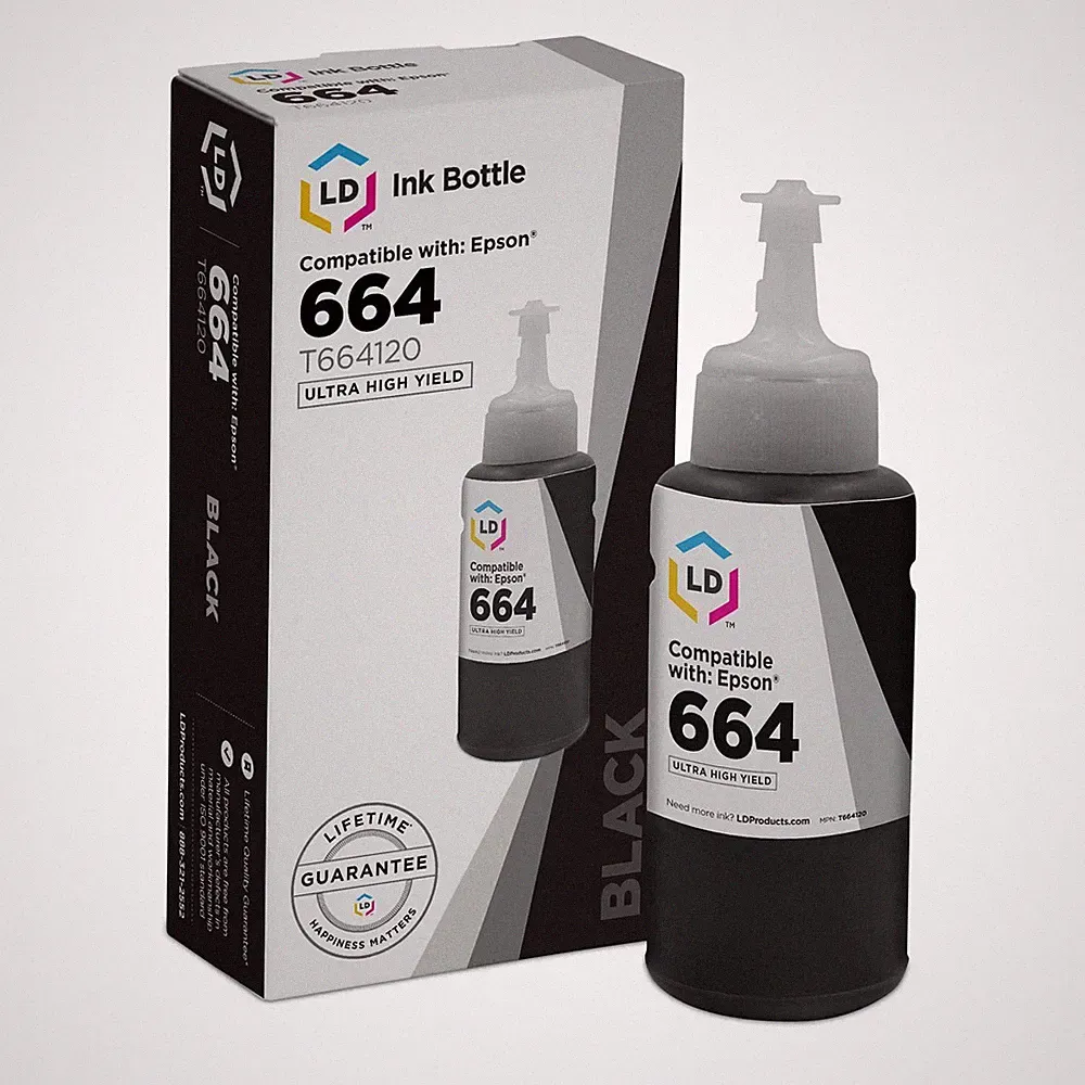 LD Compatible T664120 Black Ink Bottle for Epson #664 ET-16500 ET-2500 ET-2550