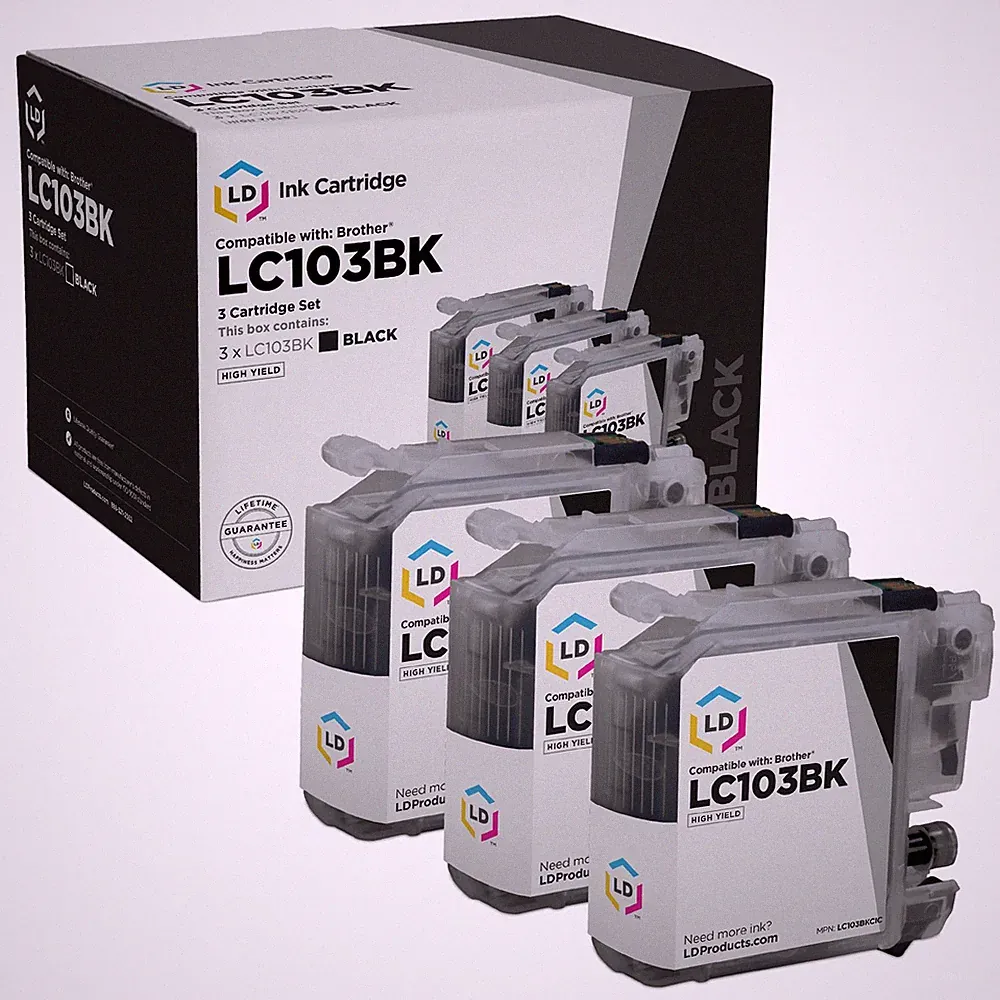 LD ink Replacement for Brother LC103XL LC103 XL HY MFC-J6520D (Black, 3-Packs)