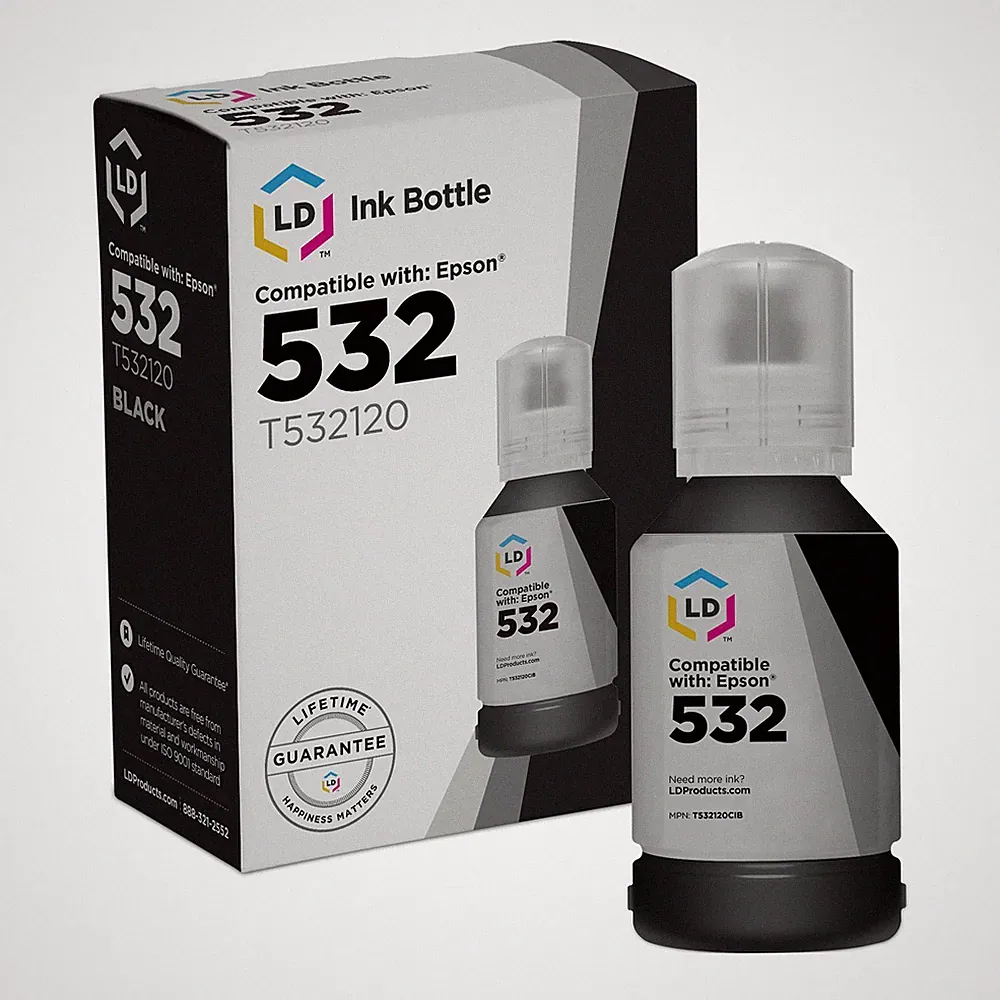 LD Products Compatible Ink Bottle Replacement for Epson T532120 (Black)