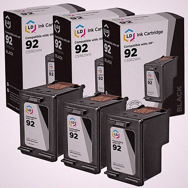 LD Products Replacement for HP 92 / C9362WN Black Ink Cartridges 3-Pack
