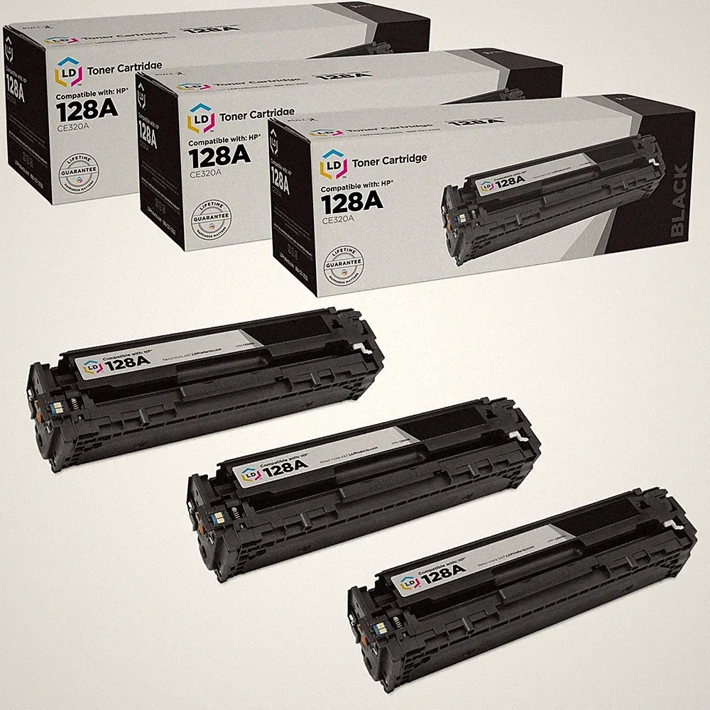 LD Products Replacements for HP 128A CE320A Black Toner Cartridges 3PK