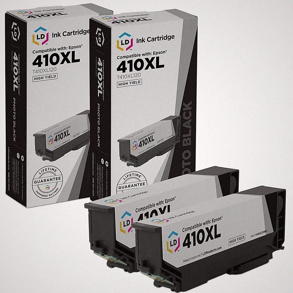LD REMAN Epson T410XL120 Photo Black Ink Set of 2 for XP-530, XP-630, XP-640