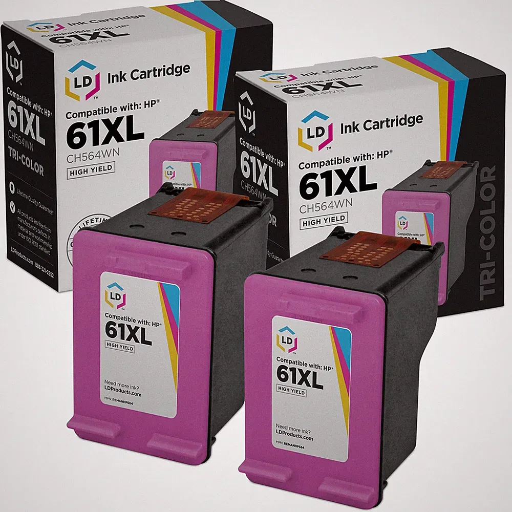 LD Reman Replacement for HP 61 CH562WN Color Ink Cartridge, 2-Pack