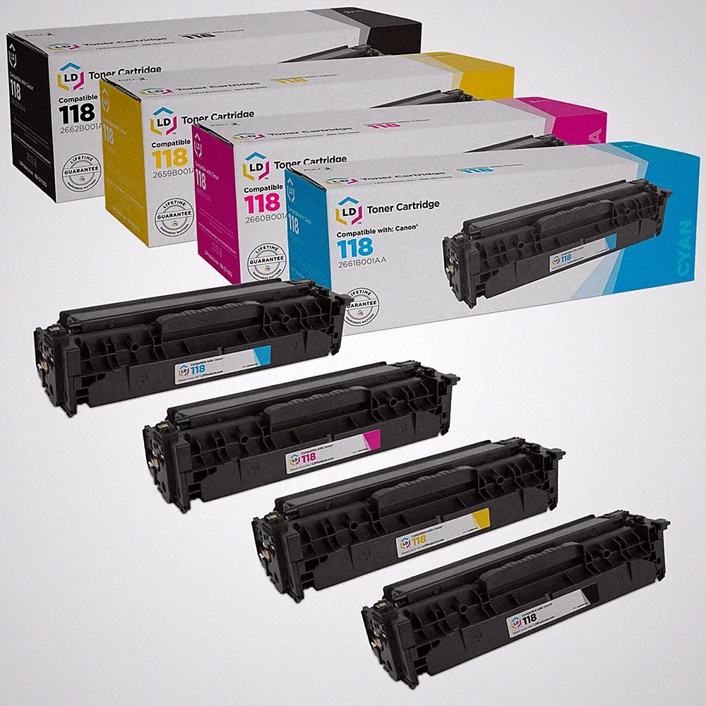 LD Reman Toner Cartridges for Canon 118 (Black, Cyan, Magenta, Yellow)