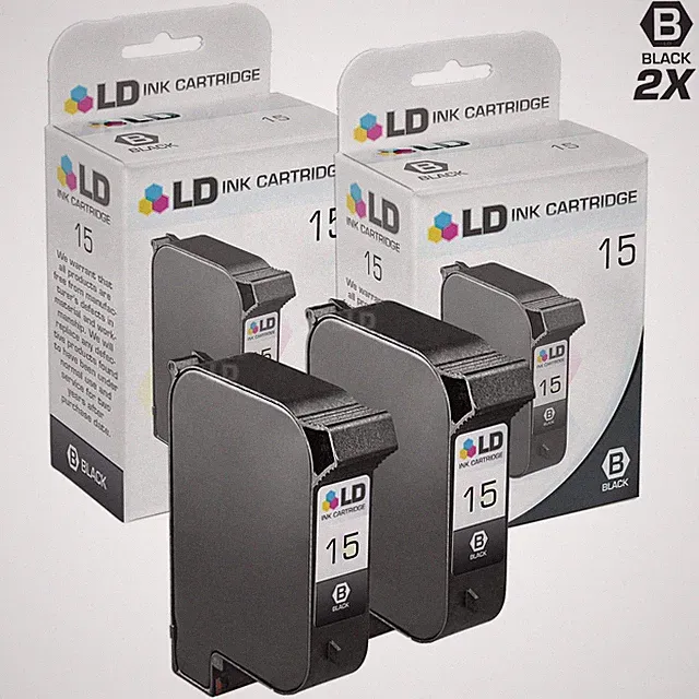 LD Replacement for HP 15 / C6615DN Black Ink Cartridges 2-Pack