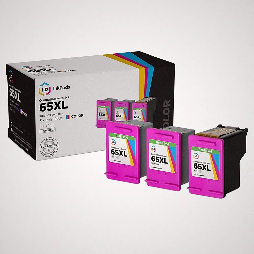 LD Replacement for HP 65XL N9K03AN HY Color Inkjet 3-Pack