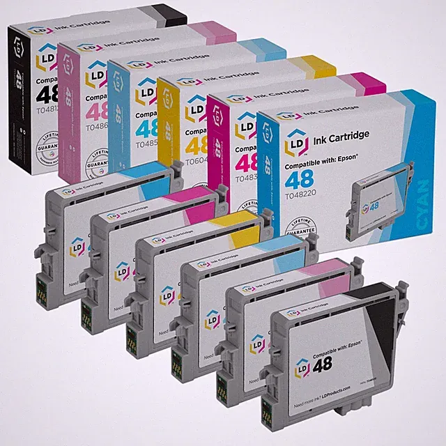 LD Replacement T048 Toner Set of 6 Ink for Epson T048 R300 RX500 RX600 R300M