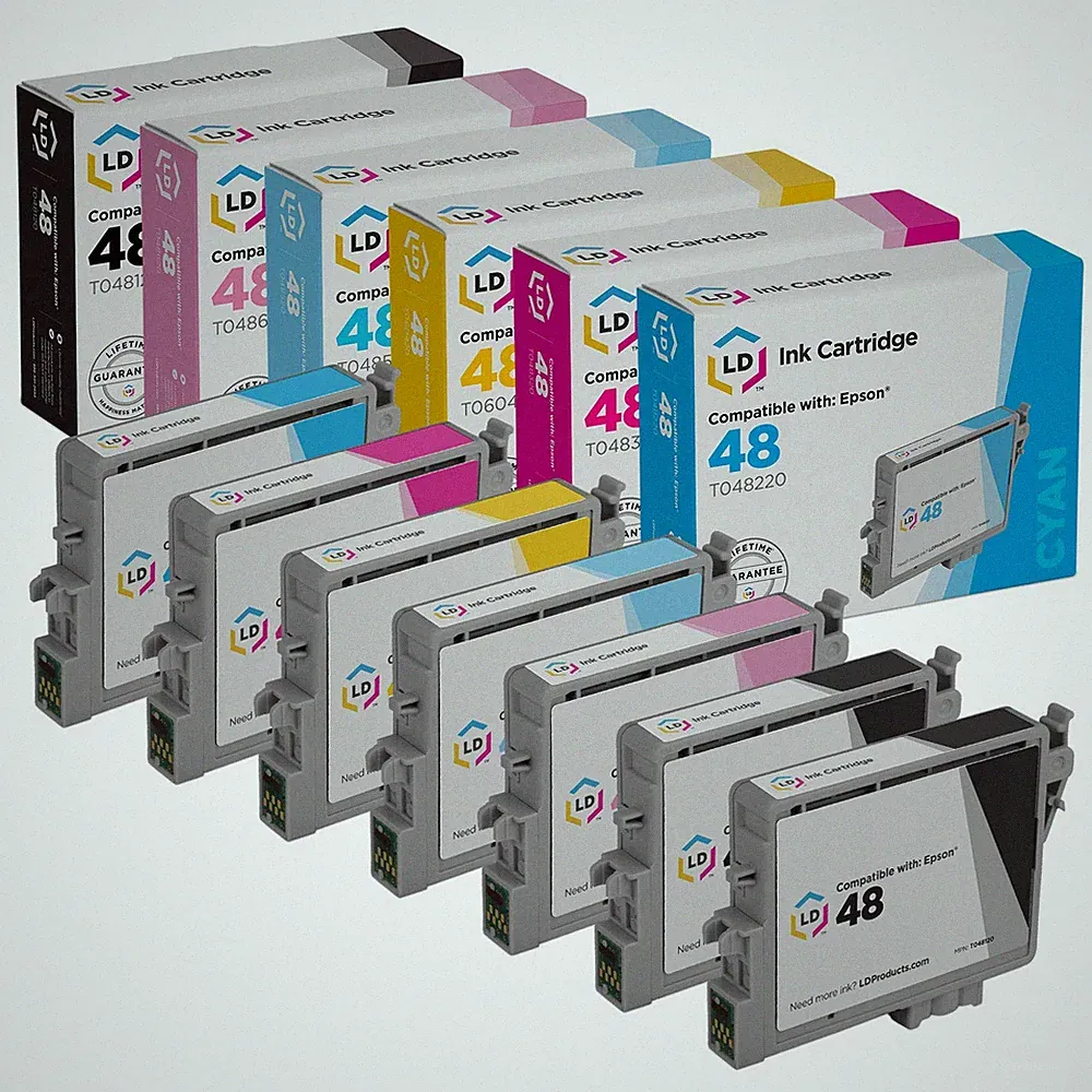 LD Replacement T048 Toner Set of 7 Ink for Epson T048 R300 RX500 RX600 R300M
