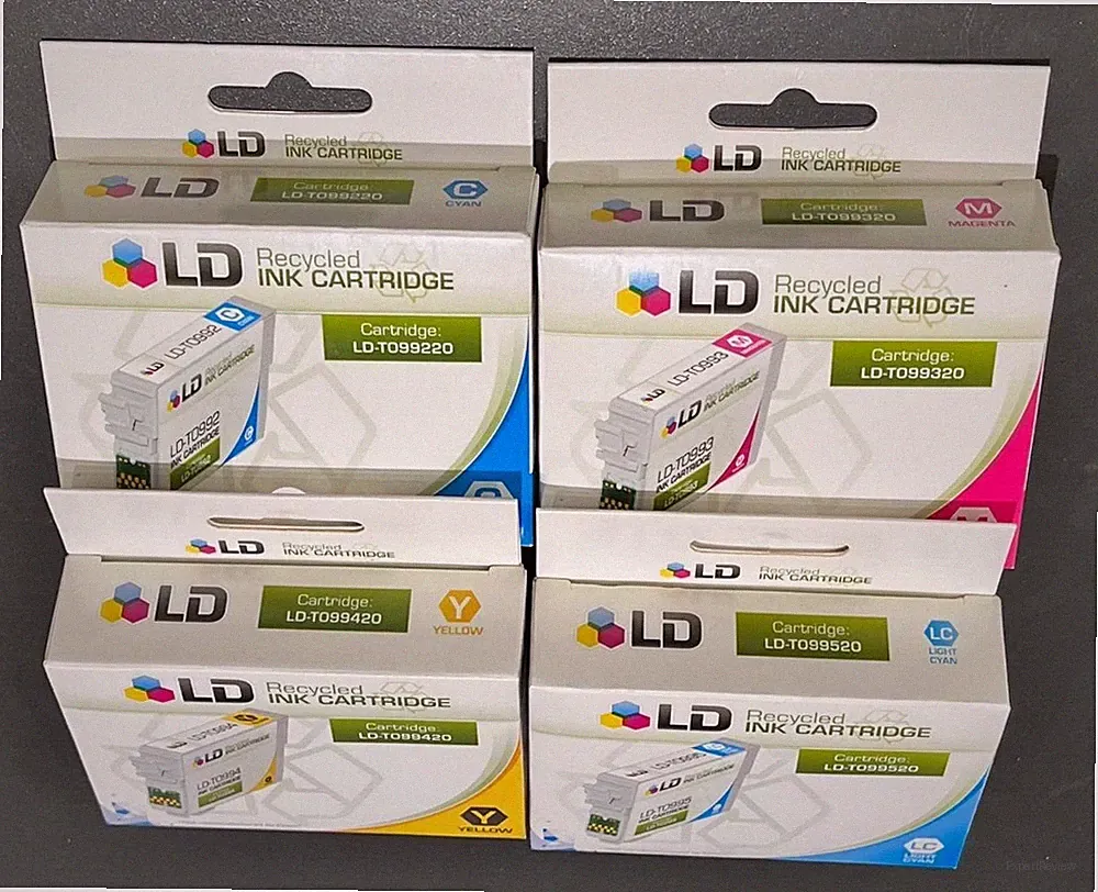 Lot of 4 LD Recycled Ink Printer Cartridges for Epson Cyan, Lt Cyan, Ylw, Magent
